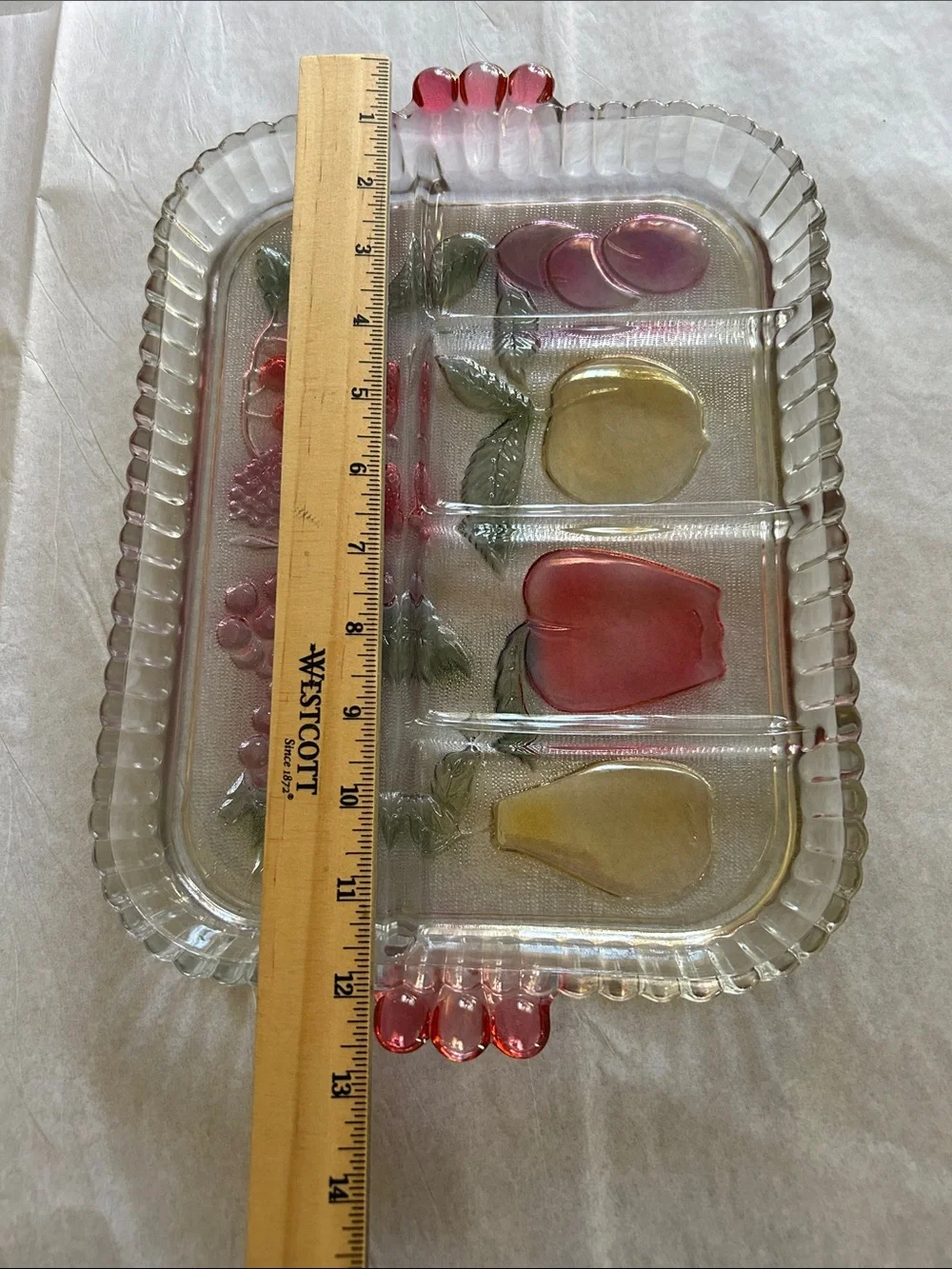 Vintage Rainbow Mist 5-Part Divided Relish Dish by Indiana Glass NIB Item 2939